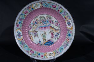 Arte Cinese - 'Grande piatto famiglia rosa Cina, dinastia Qing, XIX secolo'