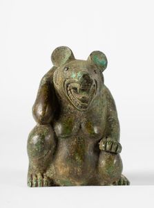Arte Cinese - 'Figura di orso in bronzo in stile zhouCina, XX secolo '