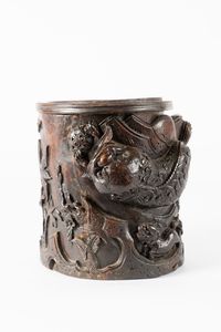 Arte Cinese - 'Portapennelli (bitong) in legno intagliato  Cina, XIX secolo '