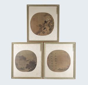 Arte Cinese - 'Lotto di tre stampe su seta Cina, XX secolo '