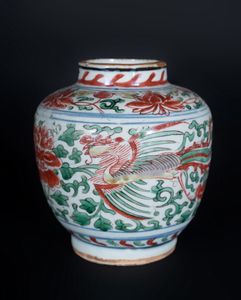 Arte Cinese - 'Vaso in porcellana wucai Cina, periodo transizione, XVII secolo '