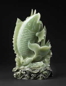 Arte Cinese - 'Intaglio in giada raffigurante un pesce Cina, XX secolo '