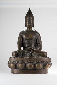 Arte Cinese - 'Scultura in bronzo raffigurante Dalai Lama (?)Tibet, inizio XX secolo '