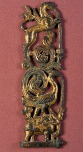 Arte Himalayana - 'Elemento decorativo in rame doratoTibet, XVII secolo'