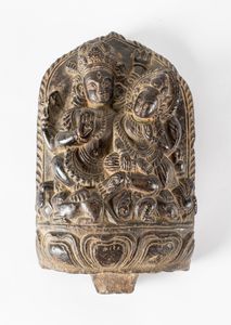 Arte Himalayana - 'Stele votiva in scisto raffigurante UmamahesvaraNepal, XVI secolo '
