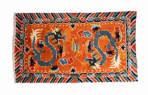 Arte Himalayana - 'Tappeto con draghi Tibet, seconda met XX secolo '