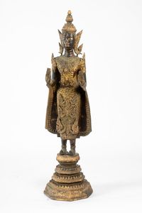 Arte Sud-Est Asiatico - 'Scultura in bronzo laccato raffigurante Buddha  Thailandia, Rattanakosin, XIX secolo '