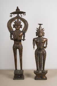 Arte Indiana - 'Coppia di bronzi Bastar India, XIX - XX secolo '