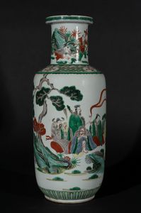 Arte Cinese - 'Vaso a balaustro in porcellana famiglia verde Cina, dinastia Qing, XIX secolo '