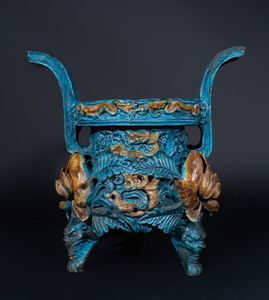 Arte Cinese - 'Grande incensiere tripode FahuaCina, dinastia Ming'
