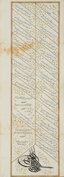 Arte Islamica : 'Poema calligrafico sul Sultano Mahmud IITurchia Ottomana datata 1237 AH (1822 AD) '  - Asta ASTA 269 - ARTE ISLAMICA - Associazione Nazionale - Case d'Asta italiane