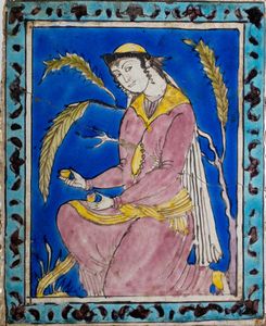 Arte Islamica - 'Mattonella figurativa Persia Safavide, XVII secolo '