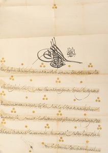 Arte Islamica - 'Firman ottomano con tughra del sultano Abdullhamid II (r.1876-1909)'