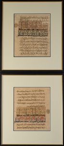 Arte Islamica - 'Coppia di calligrafie con titoli in Cufico orientaleAsia Centrale, XII secolo '