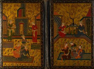 Arte Islamica - 'Copertina di libro in papier mach e lacca Iran, tardo XIX secolo '