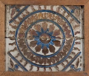 Arte Islamica - 'Pannello di mattonelle Ispano moresche Spagna, Valencia o Siviglia, XVI-XVII secolo '