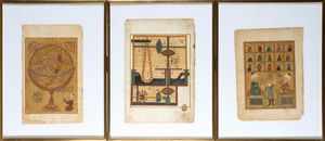 Arte Islamica - 'Lotto di tre miniature moderne a soggetto scientifico Iran, XX secolo '