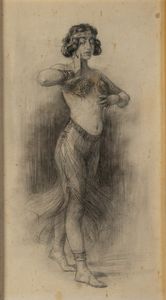 FABBI FABIO (1861 - 1946) - Disegno su carta raffigurante odalisca