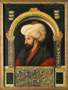 Arte Islamica - 'Ritratto di Maometto il Conquistatore Europa, XIX secolo Olio su tela '