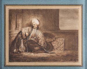 Arte Islamica - 'Disegno di un nobile ottomano Turchia, dinastia Ottomana, XIX secolo '