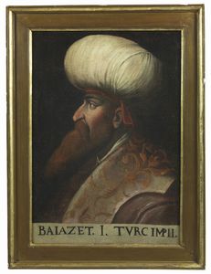 Arte Islamica - 'Ritratto del Sultano Bayezid I (r. 1389-1402)Seguace di Cristofano dell'Altissimo (Firenze 1525-1605)XVII secolo Olio su tela '