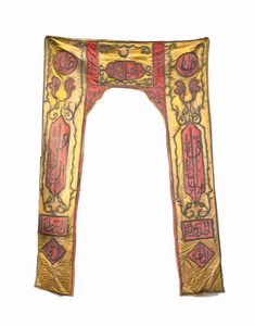 Arte Islamica - 'Copri porta in tessuto ricamato a filo metallico  Turchia, XIX secolo'