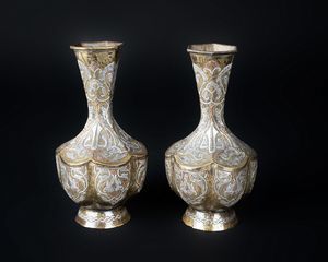 Arte Islamica - 'Coppia di bottiglie Cairoware Egitto, XIX secolo '
