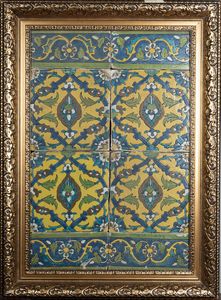 Arte Islamica - 'Pannello di mattonelle cuerda seca Iran safavide, XVII secolo '