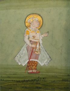 Arte Indiana - 'Miniatura raffigurante un rajaIndia, tardo XIX secolo Pigmenti e oro su carta '