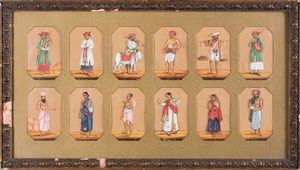 Arte Indiana - 'Dodici figure su mica India Meridionale, Tamil Nadu, Thanjavur, XIX secolo '