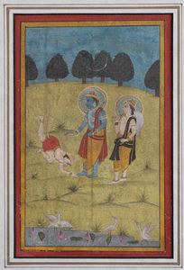 Arte Indiana - 'Miniatura tratta da Ramayana India, Rajasthan, XIX secolo '