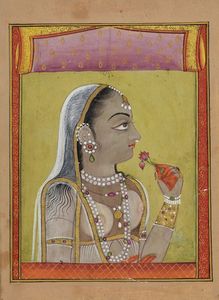 Arte Indiana - 'Ritratto di giovane donnaIndia, XX secolo  '
