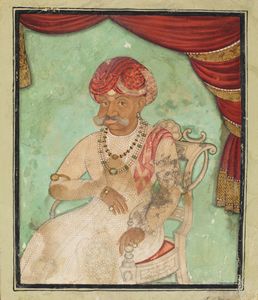 Arte Indiana - 'Ritratto di nobile India settentrionale, Rajasthan, inizio XX secolo '