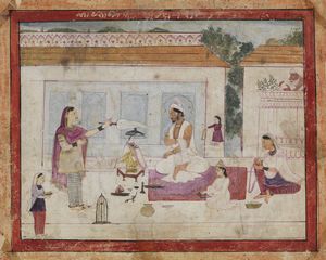 Arte Indiana - 'Miniatura raffigurante una scena di rito VishnuitaIndia settentrionale, Rajasthan, XIX secolo '