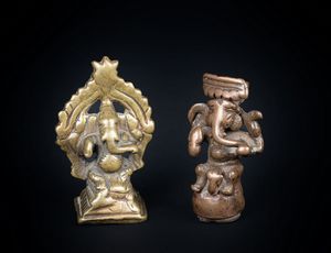 Arte Indiana - 'Coppia di bronzi raffiguranti Ganesh India centrale, XVI-XVII secolo '