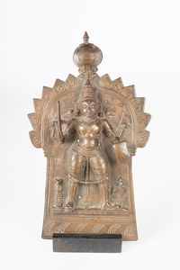 Arte Indiana - 'Virabhadra in bronzo con naga India Meridionale, XIX secolo '