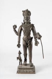 Arte Indiana - 'Grande figura in bronzo raffigurante Bhairava India centrale, fine XIX secolo '