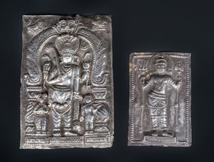 Arte Indiana - 'Due placche devozionali in argento India, XIX secolo '