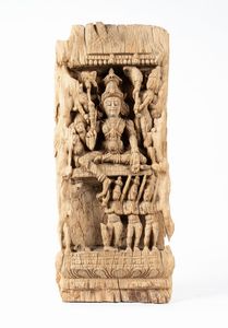 Arte Indiana - 'Pannello da carro cerimoniale in legno intagliato India Meridionale, XVIII secolo '