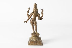 Arte Indiana - 'Figura in bronzo raffigurante Shiva Pashupati India, XIX secolo '