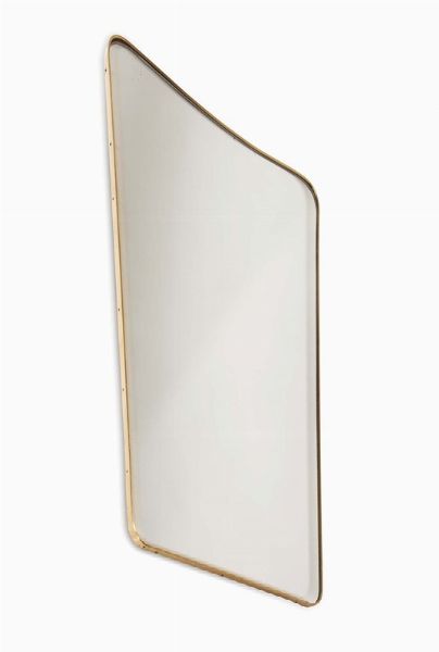 Specchiera in vetro molato con cornice in ottone lucido  - Asta Design - Associazione Nazionale - Case d'Asta italiane