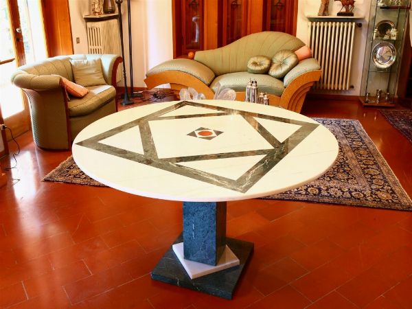 Tavolo in marmo verde e bianco  - Asta House sale: Arte e Design da villa 