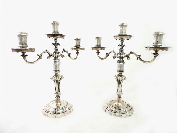 Coppia di candelabri in argento  - Asta House sale: Arte e Design da villa 