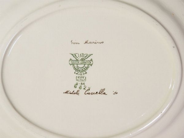 MICHELE CASCELLA : Servito di piatti in ceramica, Societ Ceramica Italiana Laveno, 1950  - Asta House sale: Arte e Design da villa 