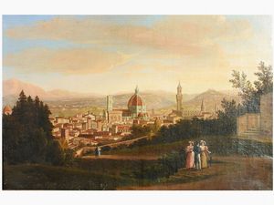 Giuseppe Gherardi : Veduta di Firenze dal Forte Belvedere 1844  - Asta House sale: Arte e Design da villa 
