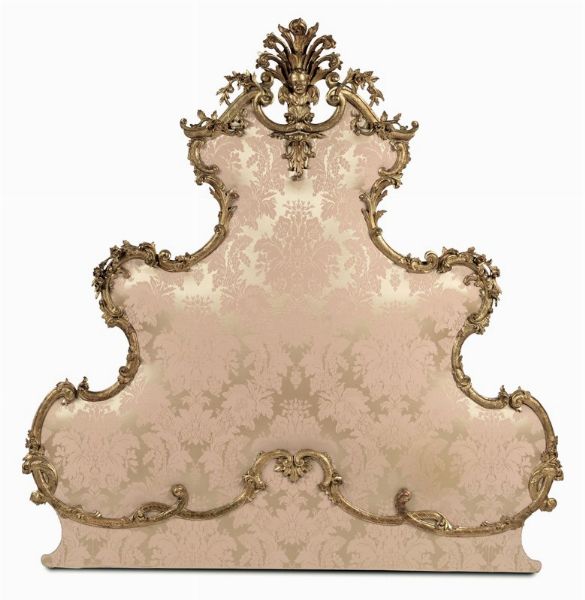 Testata da letto in legno intagliato e dorato, XVIII secolo  - Asta Antiquariato - Associazione Nazionale - Case d'Asta italiane