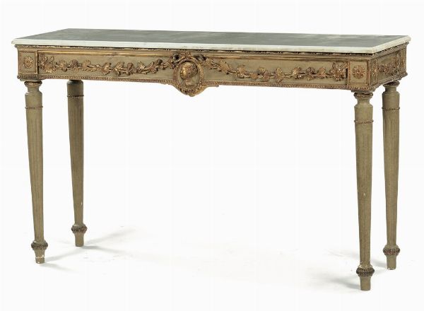 Tavolo da centro in legno laccato e dorato, Francia, stile Luigi XVI  - Asta Antiquariato - Associazione Nazionale - Case d'Asta italiane