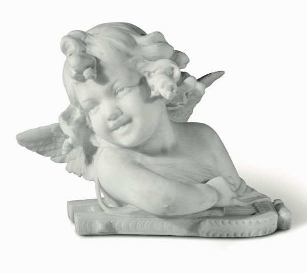 Busto di angelo in marmo. Scultore italiano del XIX secolo  - Asta Antiquariato - Associazione Nazionale - Case d'Asta italiane