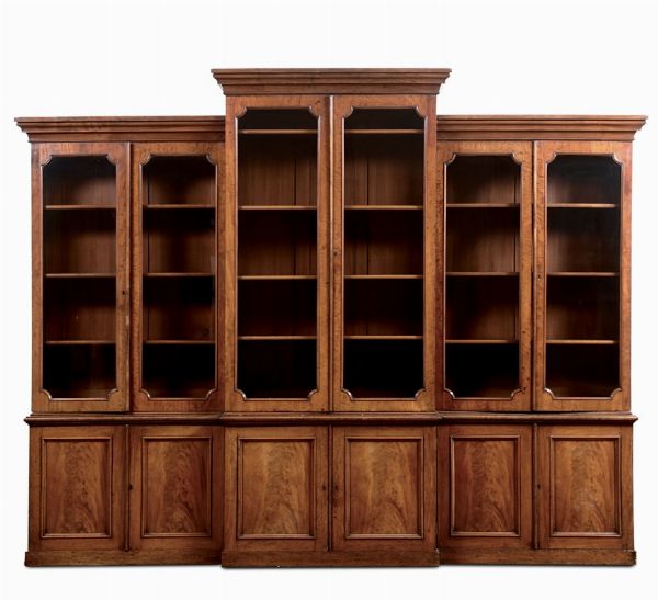 Grande libreria in legno lastronato, Inghilterra XIX secolo  - Asta Antiquariato - Associazione Nazionale - Case d'Asta italiane