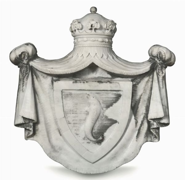 Stemma in marmo scolpito, XIX-XX secolo  - Asta Antiquariato - Associazione Nazionale - Case d'Asta italiane